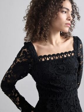 Maje Black Lace Long Sleeve Top Size 36 Fits Xs